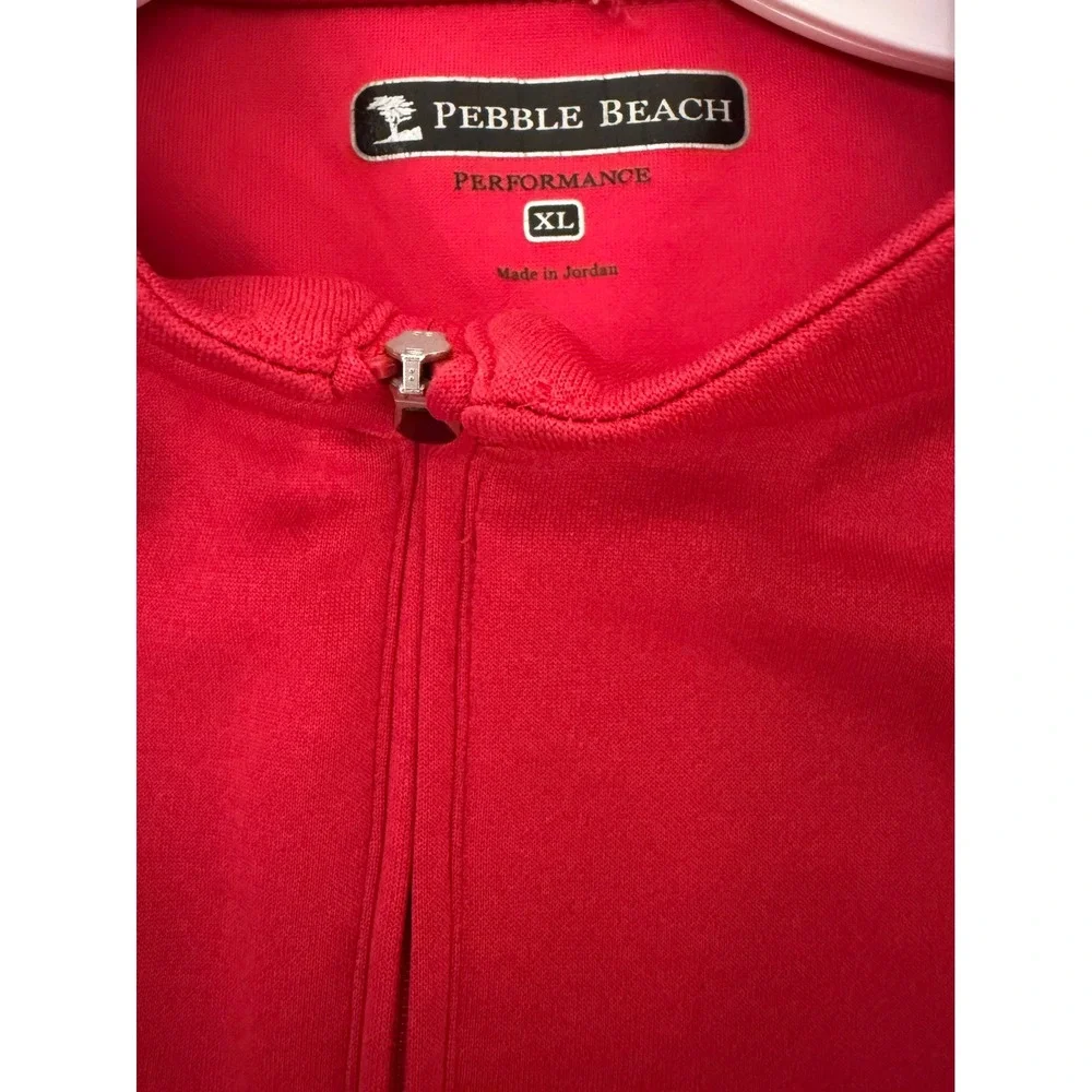 Pebble Beach Performance Mens XL Red Quarter Zip Pullover Sweater Long Sleeve